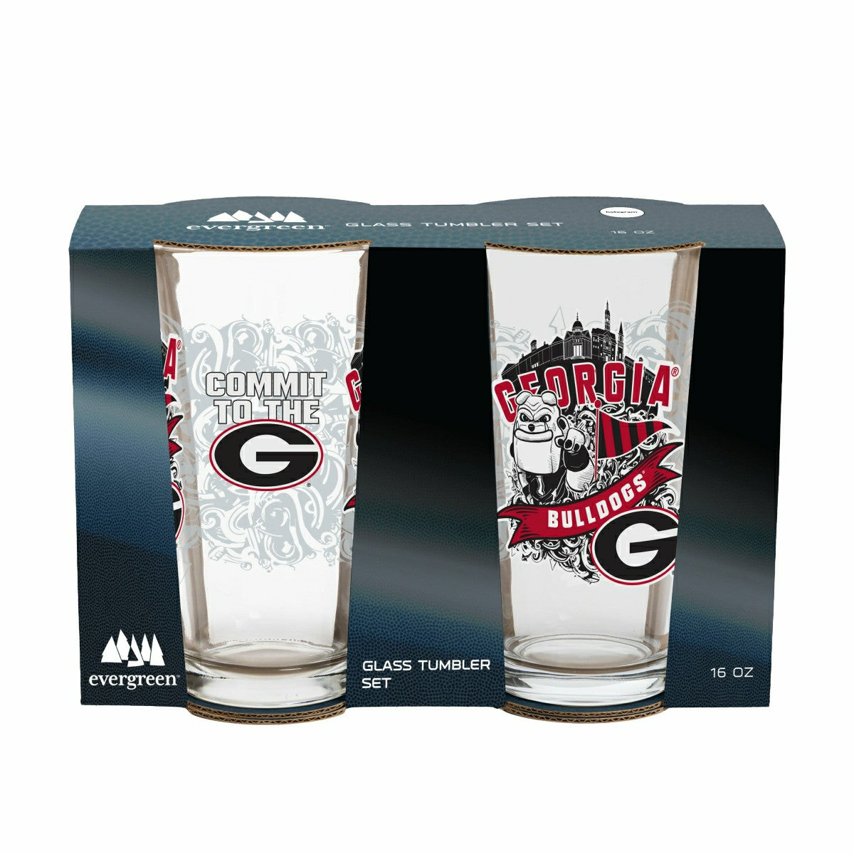 University of Georgia 16oz Glass pint, Set of 2