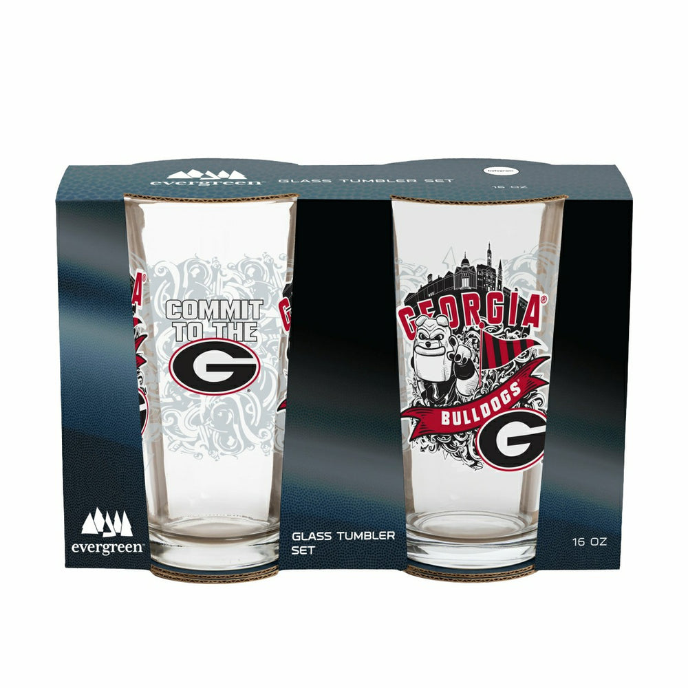 University of Georgia 16oz Glass pint, Set of 2