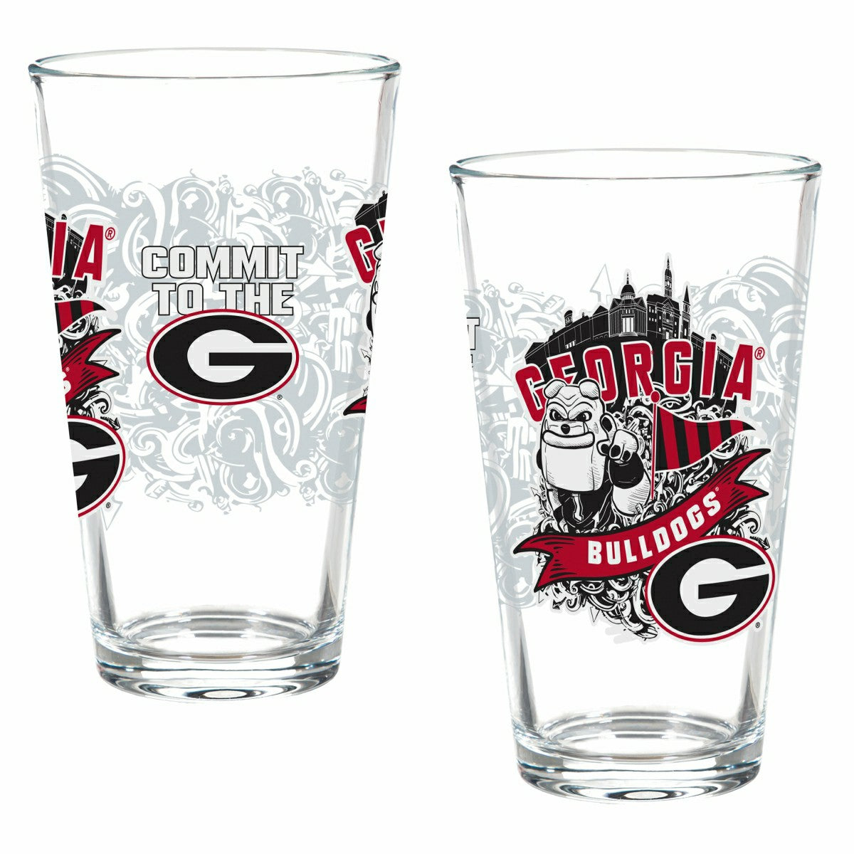 University of Georgia 16oz Glass pint, Set of 2