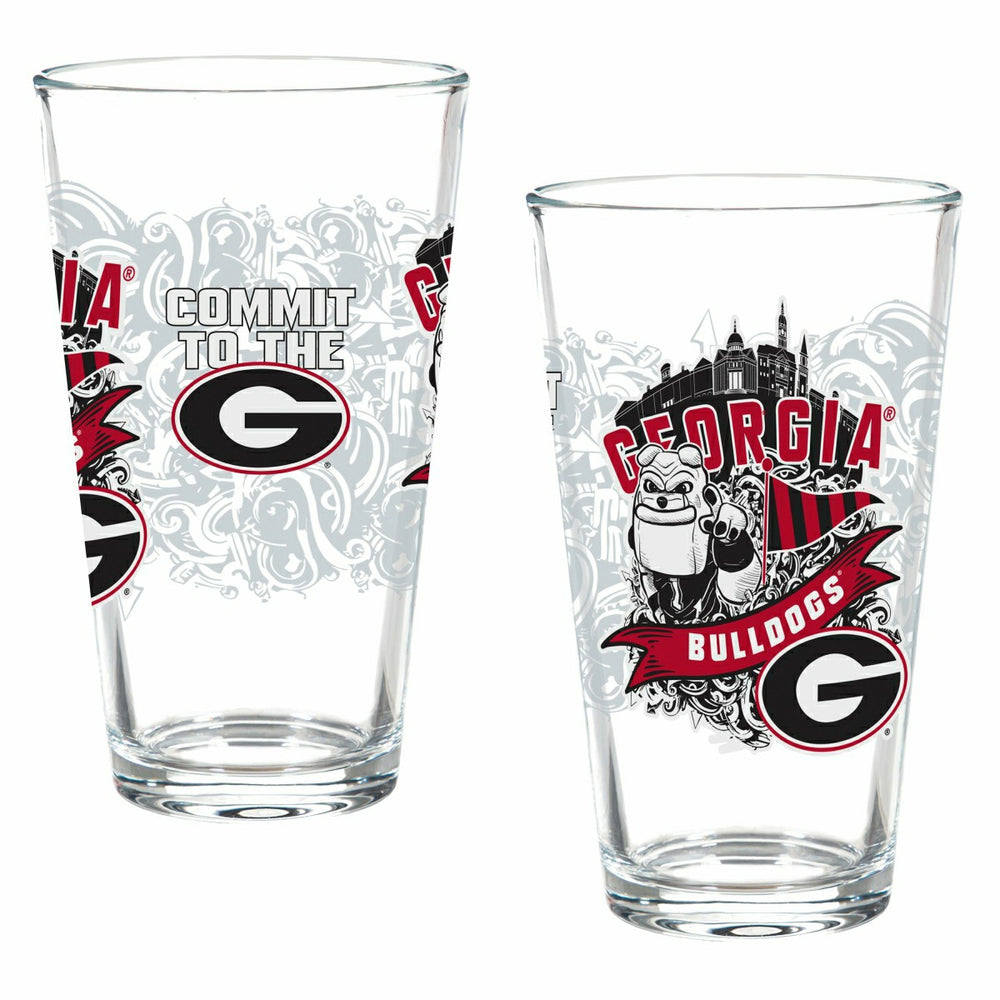 University of Georgia 16oz Glass pint, Set of 2