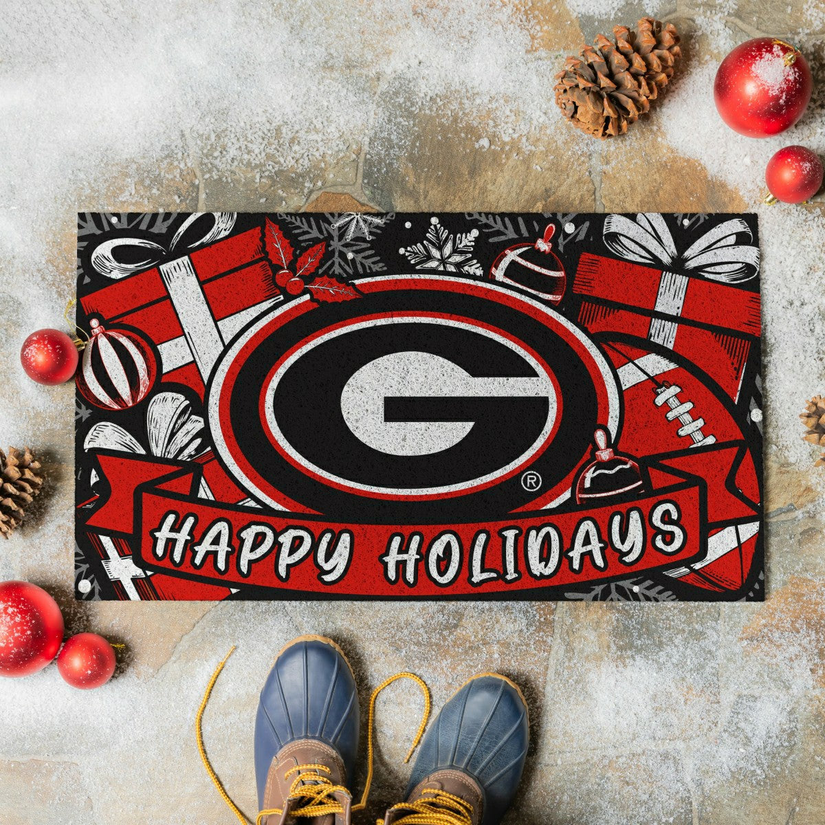 University of Georgia Holiday PVC Mat, 28"x16"