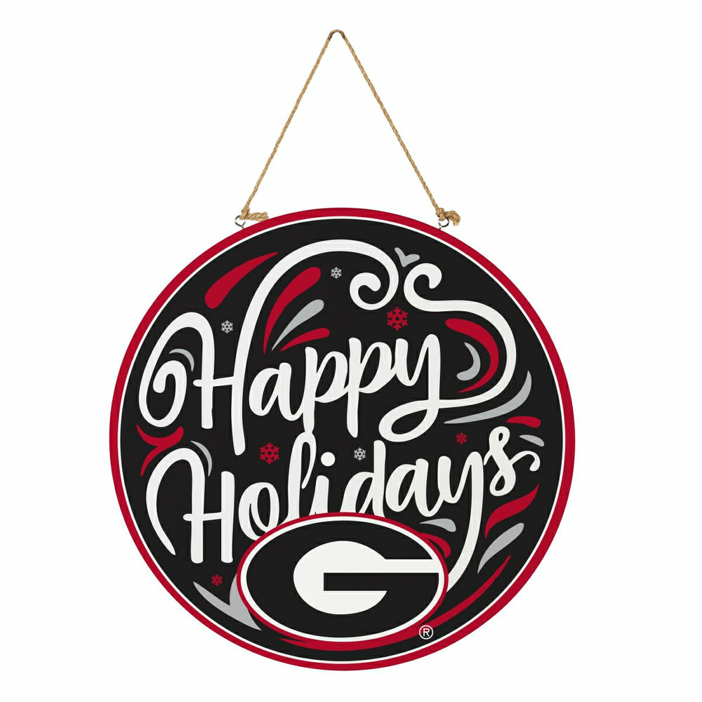 University of Georgia Holiday Round Door Décor with Hanging Rope, 18x1