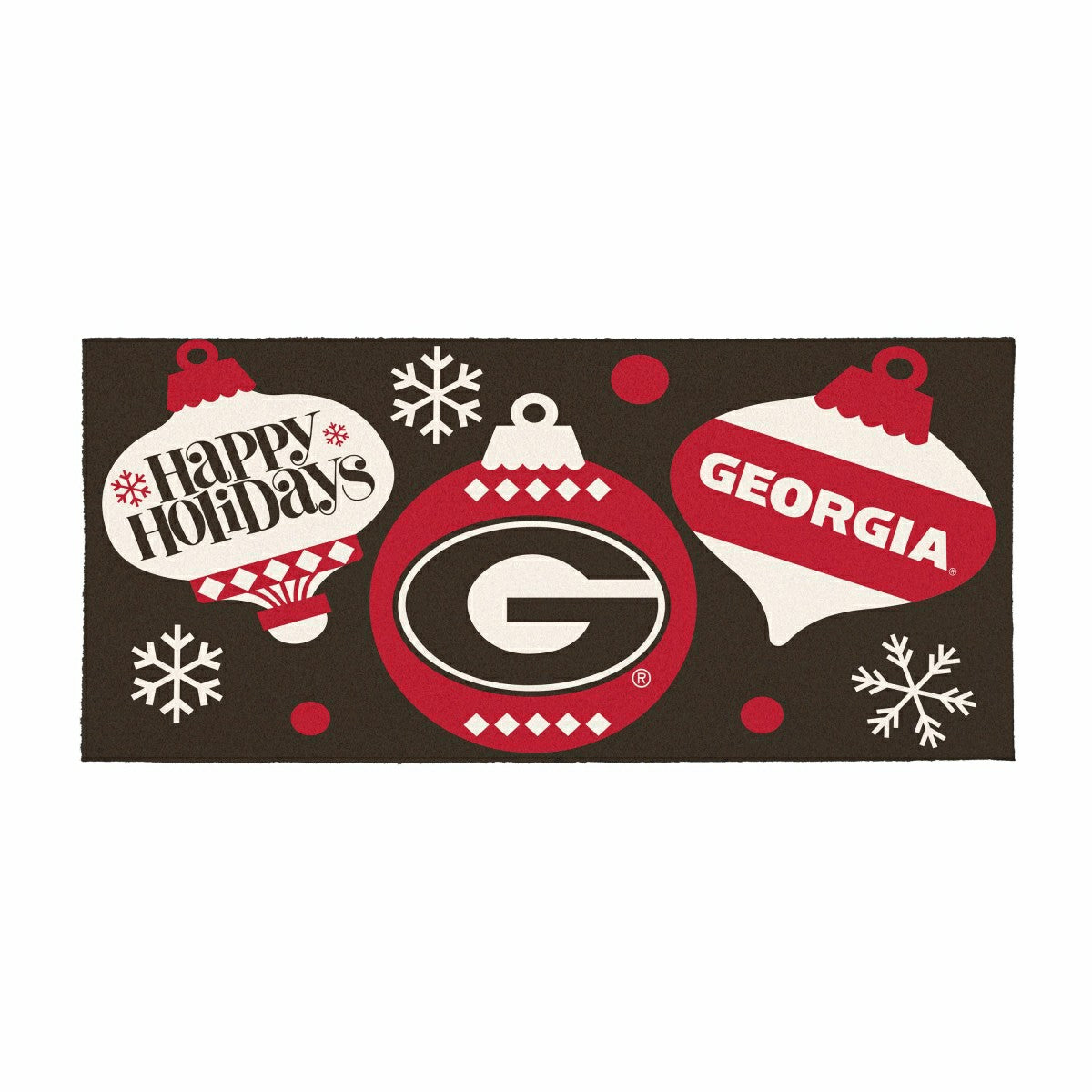 University of Georgia Holiday Flocked Coir Sassafras Switch Mat, 22"x1
