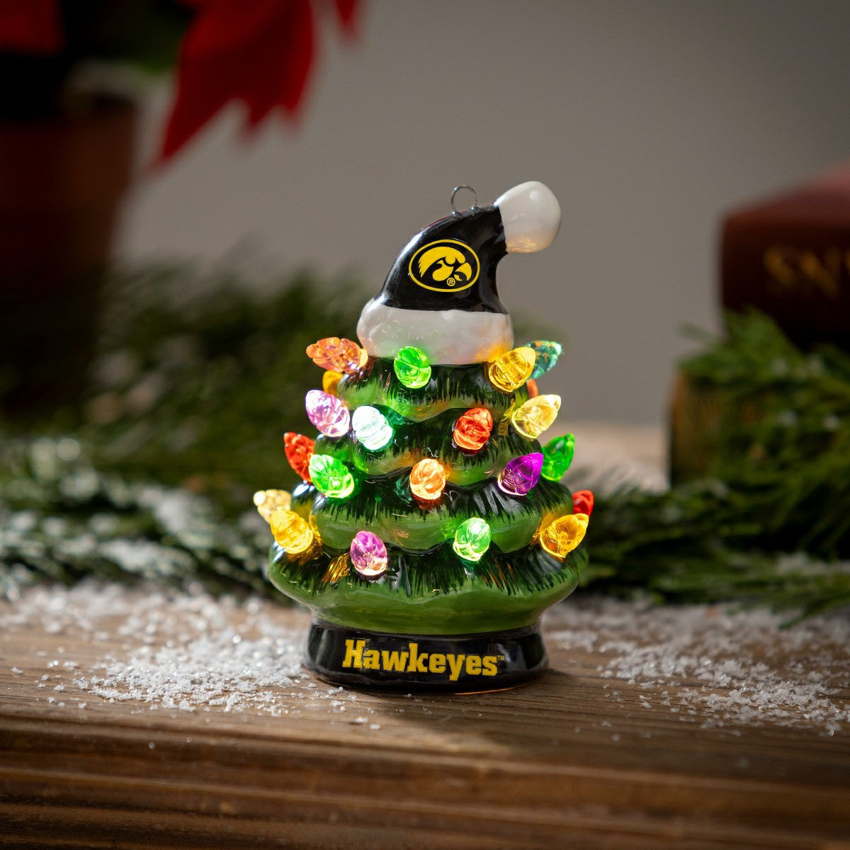 4" Mini LED Tabletop Christmas Tree, Set of 2, University of Iowa