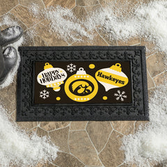 University of Iowa Holiday Flocked Coir Sassafras Switch Mat, 22"x10"