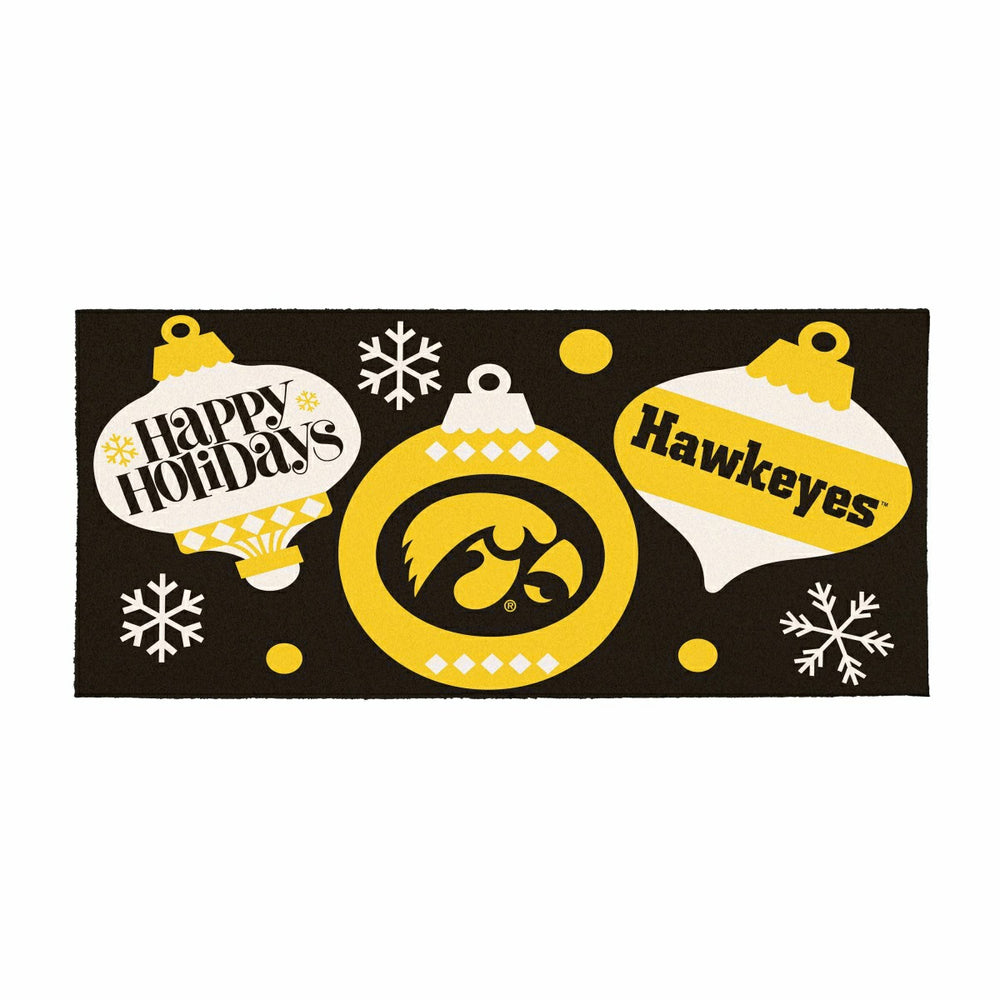 University of Iowa Holiday Flocked Coir Sassafras Switch Mat, 22"x10"