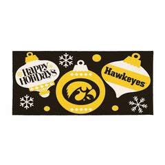 University of Iowa Holiday Flocked Coir Sassafras Switch Mat, 22"x10"