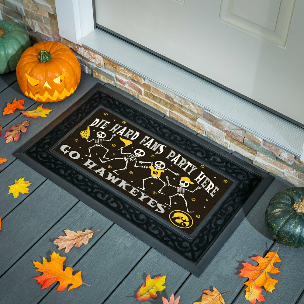 University of Iowa Flocked Coir Halloween Sassafras Switch Mat, 22"x10