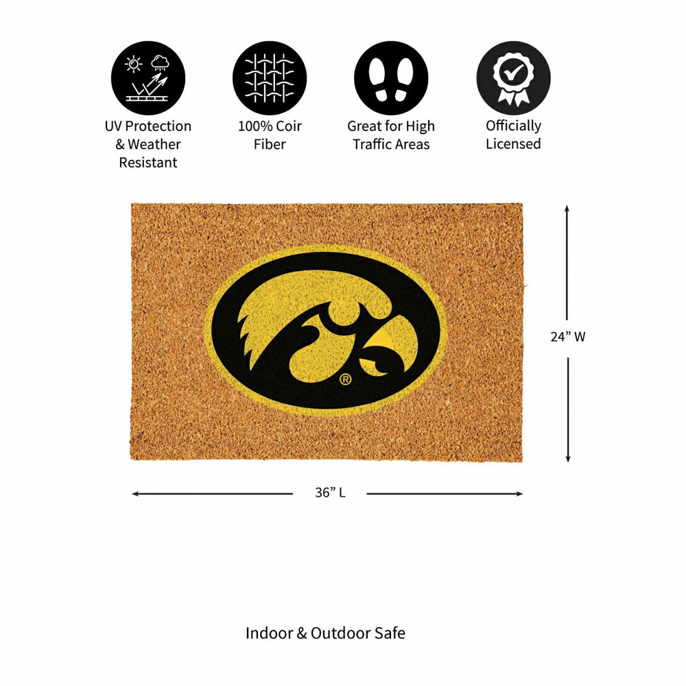 University of Iowa Large Full Color Coir Mat, 36"x24"