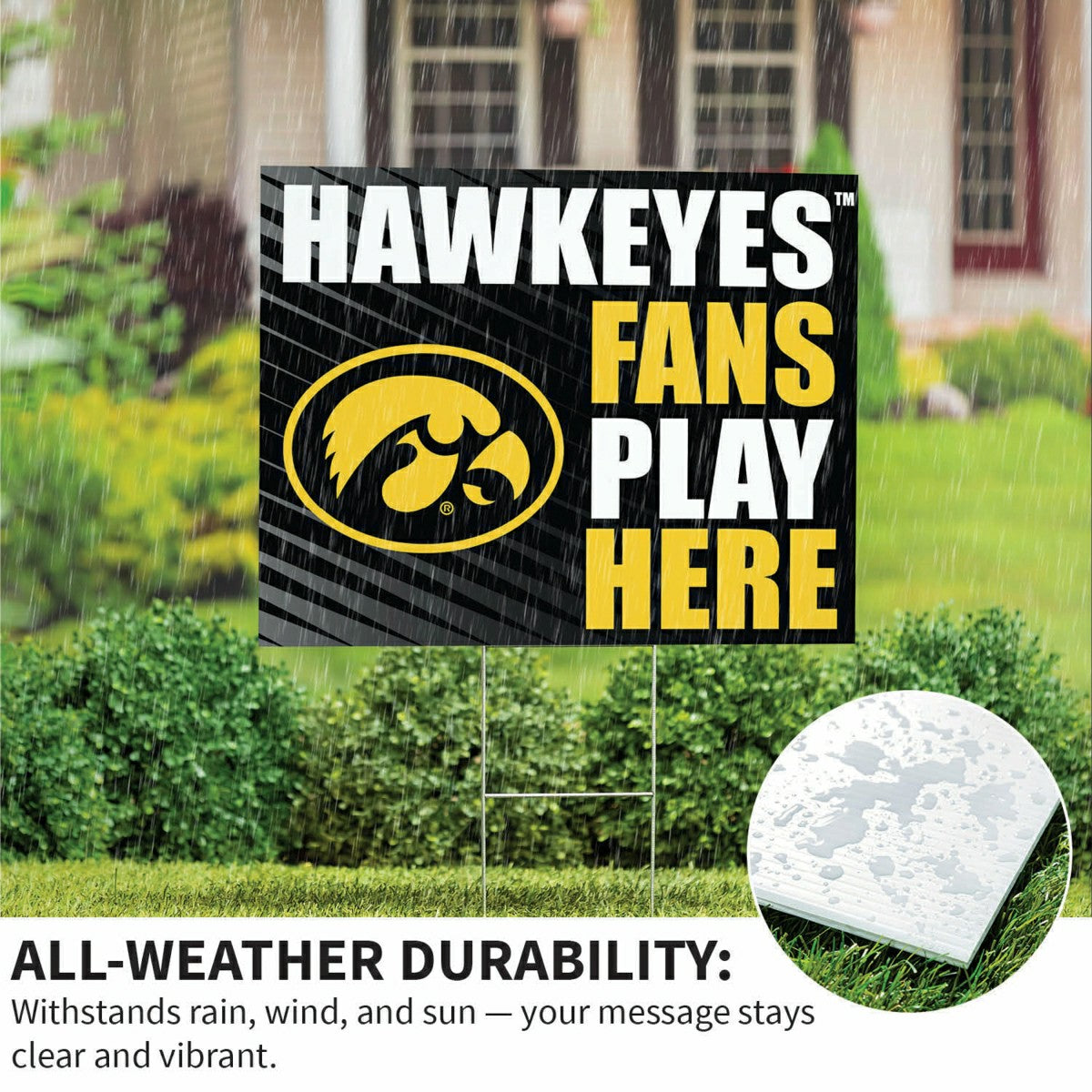 University of Iowa Coroplast Yard Sign "Fans Play Here"