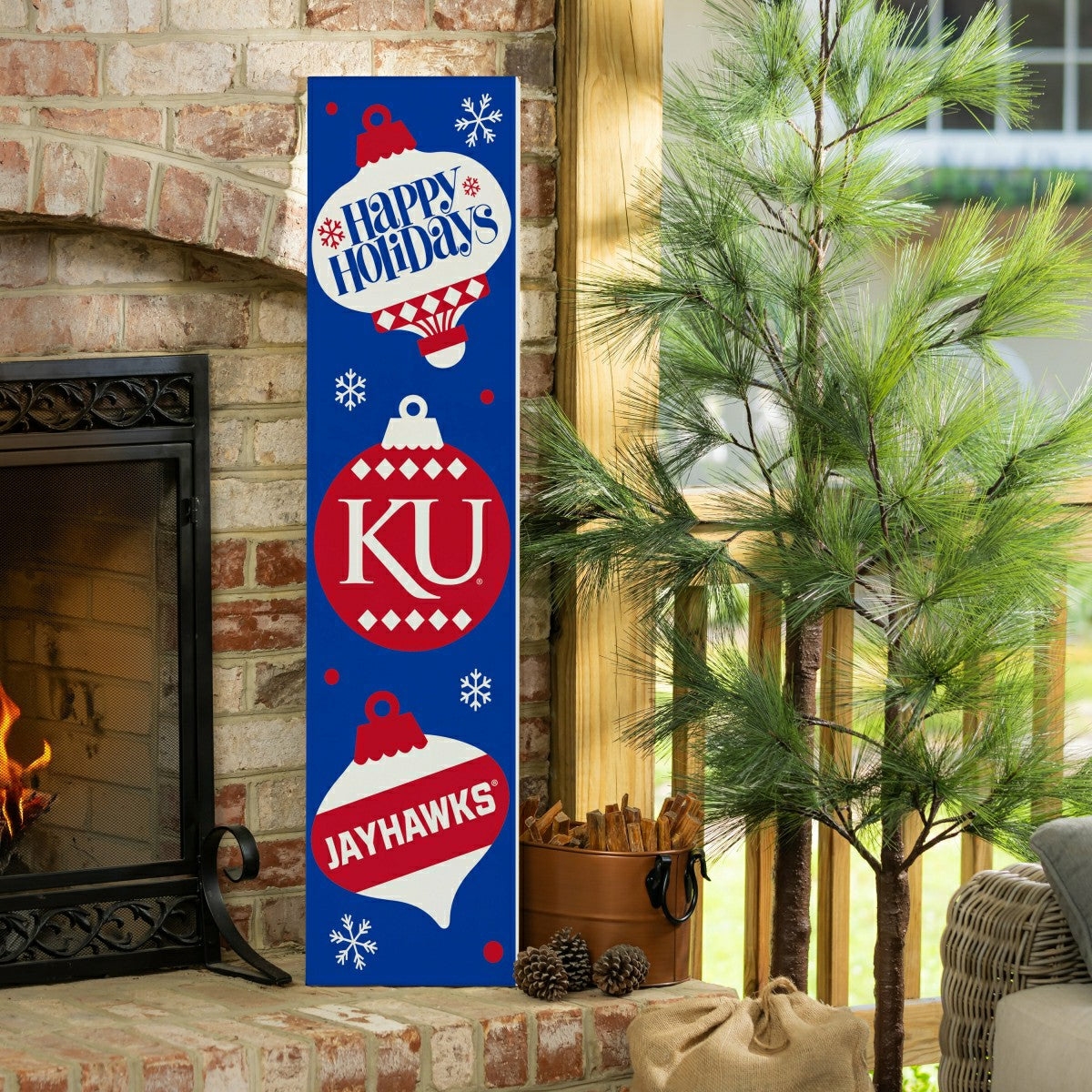 47" Double Sided Leaner, University of Kansas, Christmas