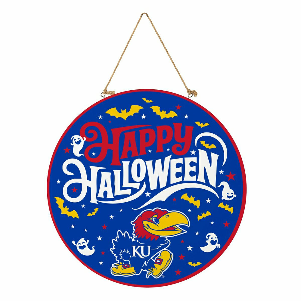University of Kansas Halloween Round Door Décor with Hanging Rope, 18x