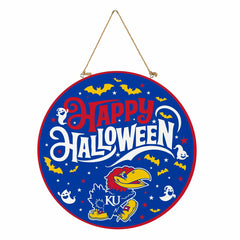 University of Kansas Halloween Round Door Décor with Hanging Rope, 18x