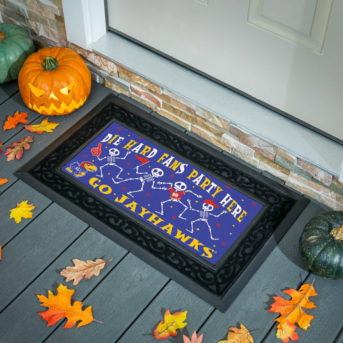 University of Kansas Flocked Coir Halloween Sassafras Switch Mat, 22"x