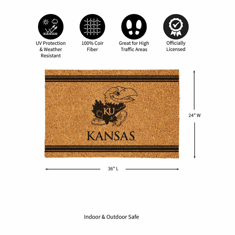 University of Kansas Large One Color Coir Mat, 36"x24"