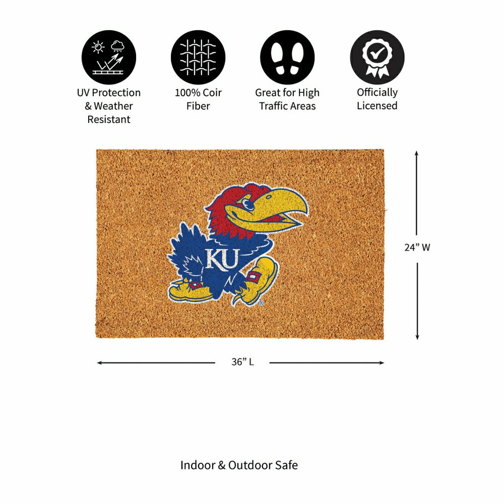 University of Kansas Large Full Color Coir Mat, 36"x24"