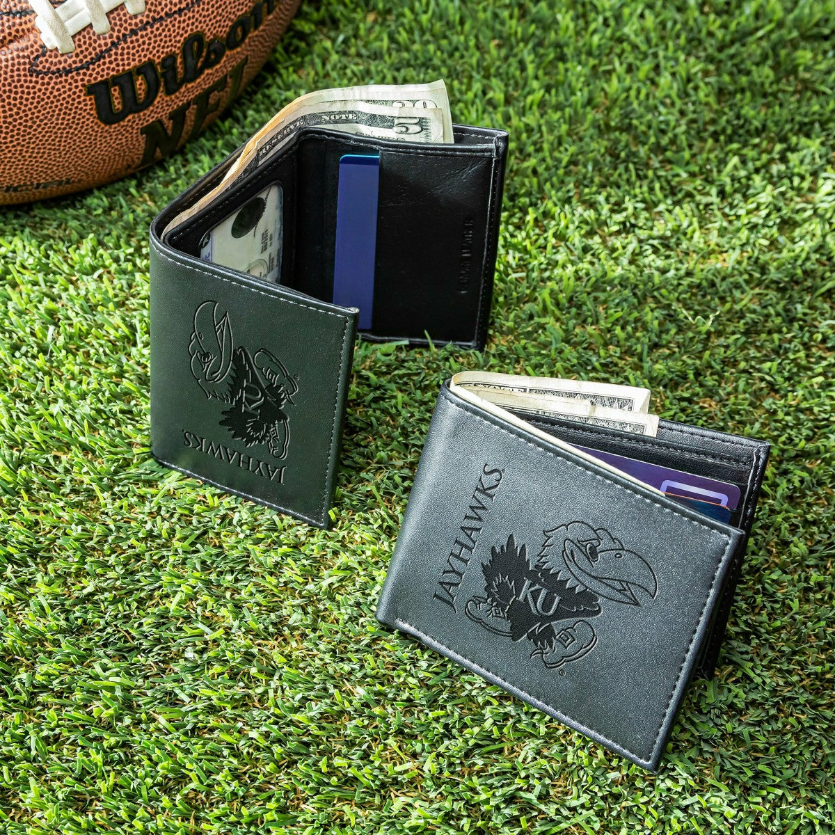 University of Kansas, Bi-Fold and Tri-Fold Wallet Gift Set, Black