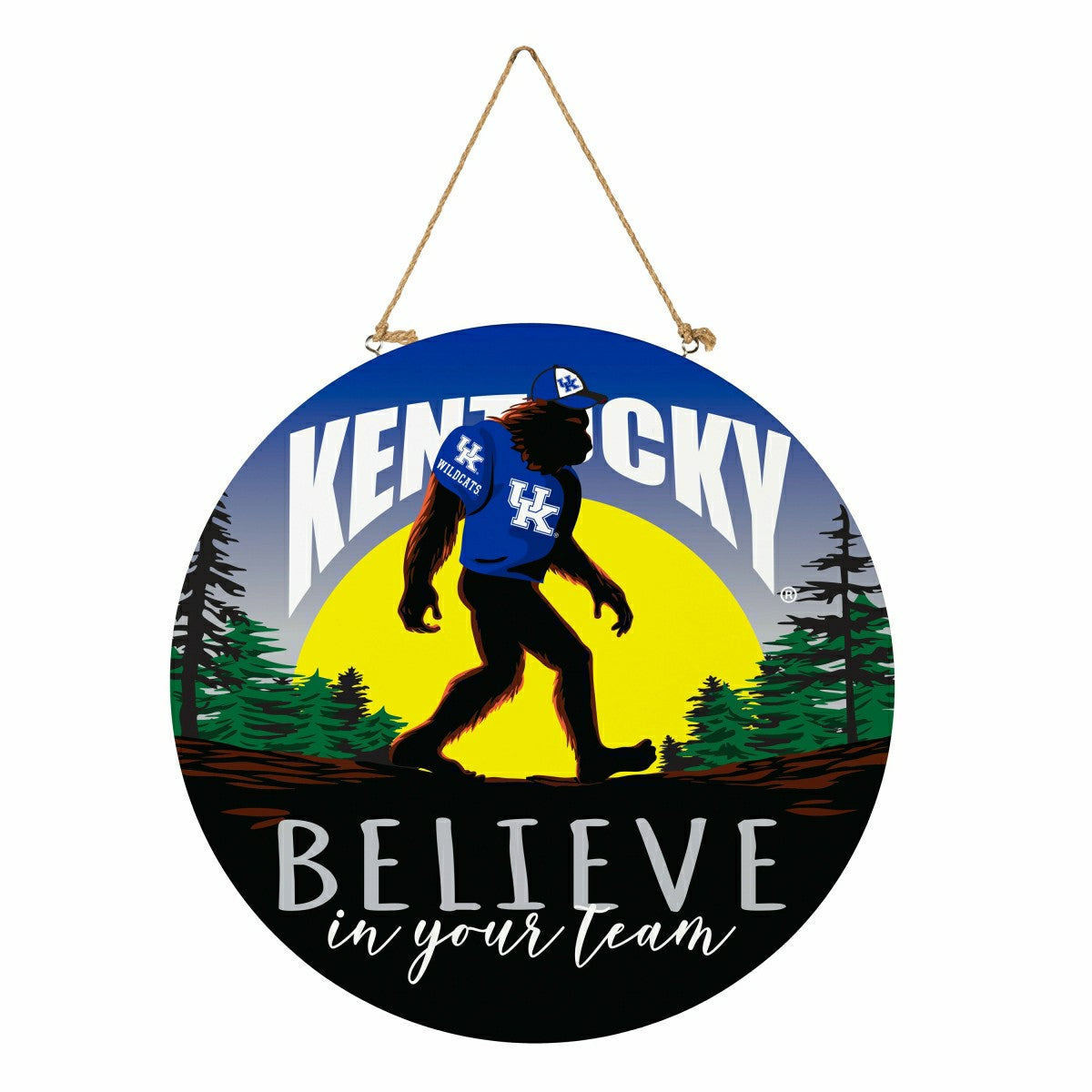 University of Kentucky Bigfoot Round Door Décor with Hanging Rope, 18x