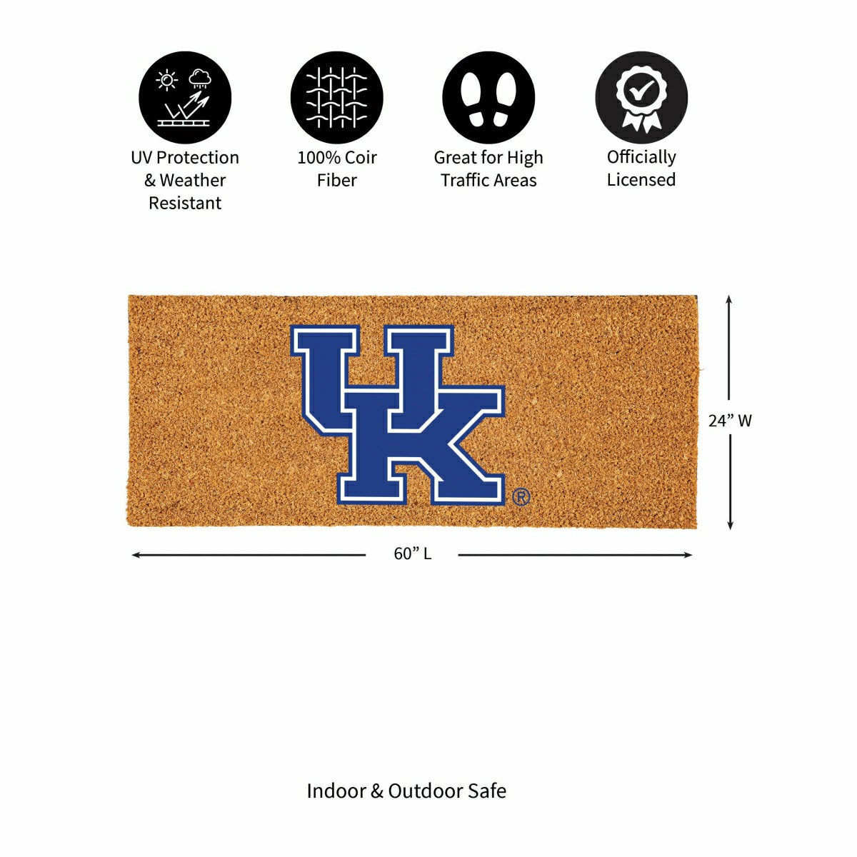 University of Kentucky Extra Large Full Color Coir Mat, 60"x24"