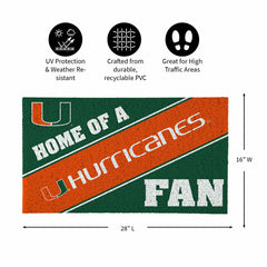 University of Miami, PVC Mat COLOR, Home of a Fan