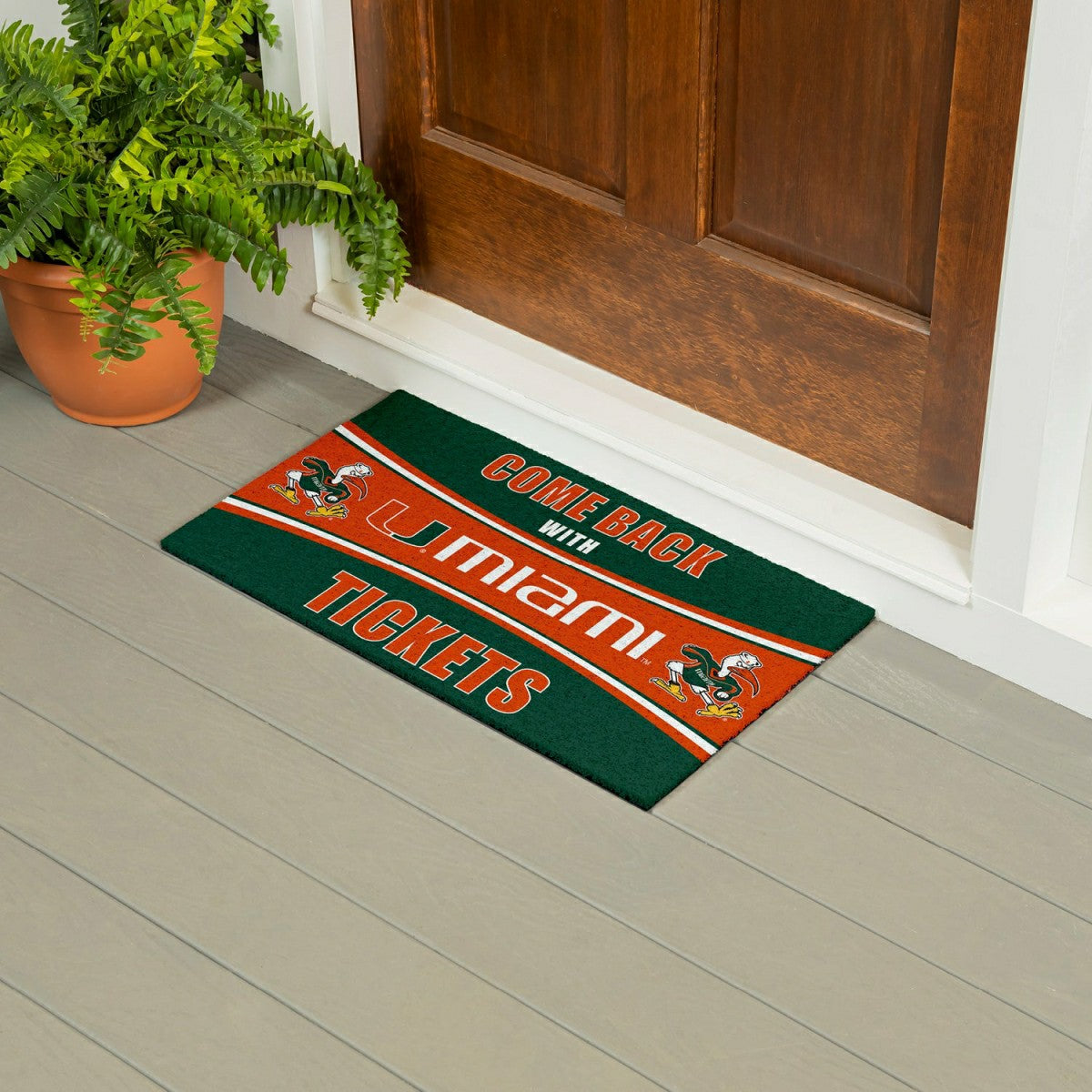 28" x 16" PVC Trapper Mat, Come Back with Tickets, University of Miami