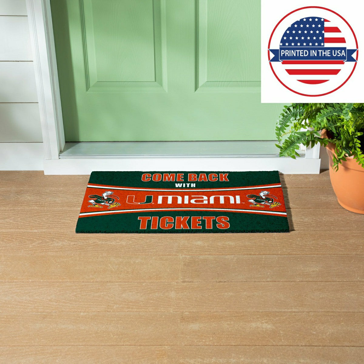 28" x 16" PVC Trapper Mat, Come Back with Tickets, University of Miami