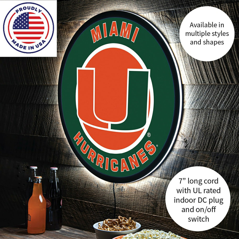 LED Wall Decor, Round, University of Miami