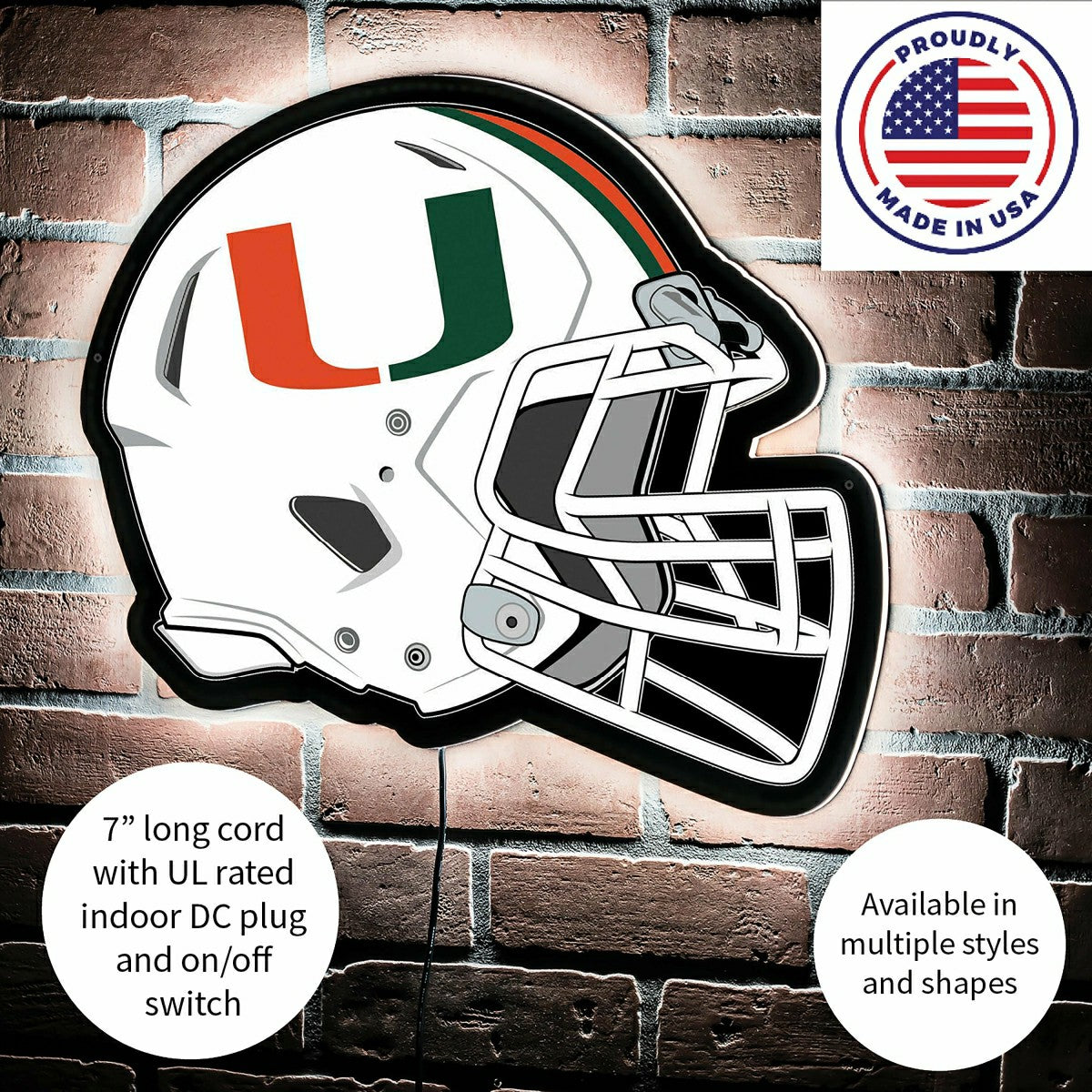 LED Wall Decor, Helmet, University of Miami