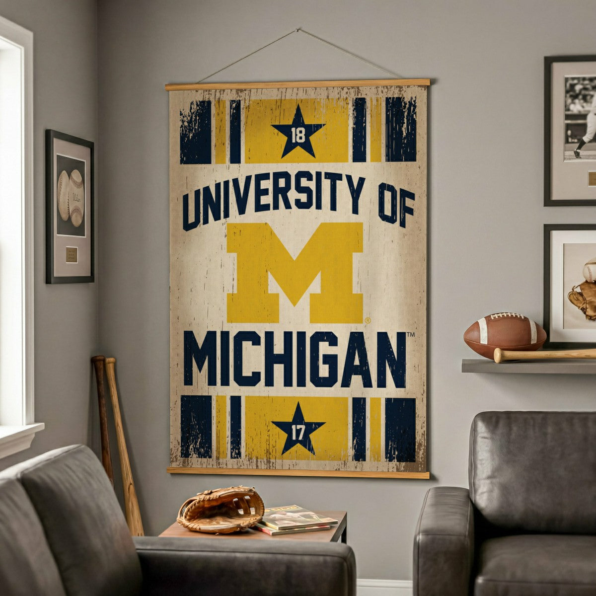 University Of Michigan, Canvas Wall Tapestry, Large, 54x36