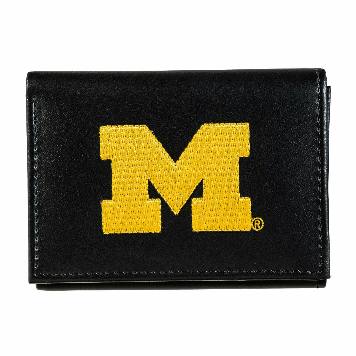University Of Michigan Black Tri-Fold Embroidered Wallet w/ RFID Blocking