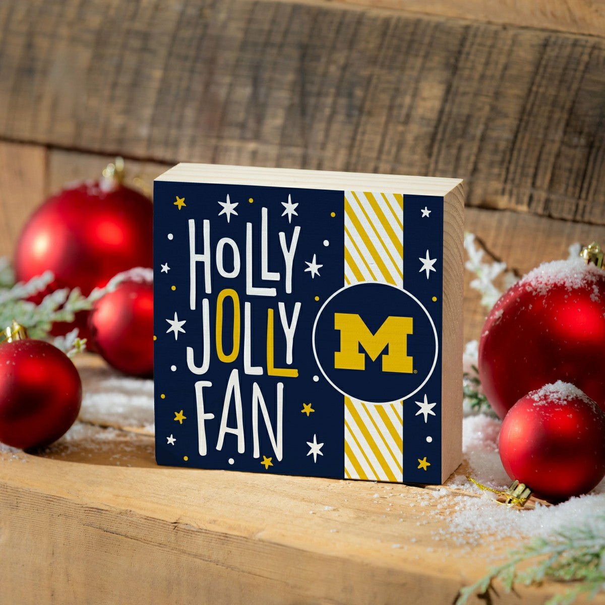 University Of Michigan Block, Holiday, 6x6