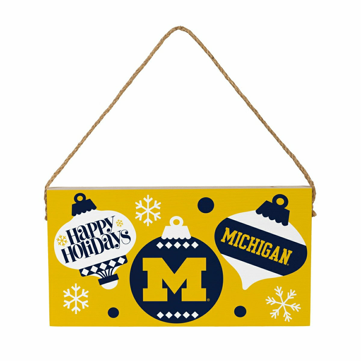 University Of Michigan Holiday Wood Wall Sign, 6x11