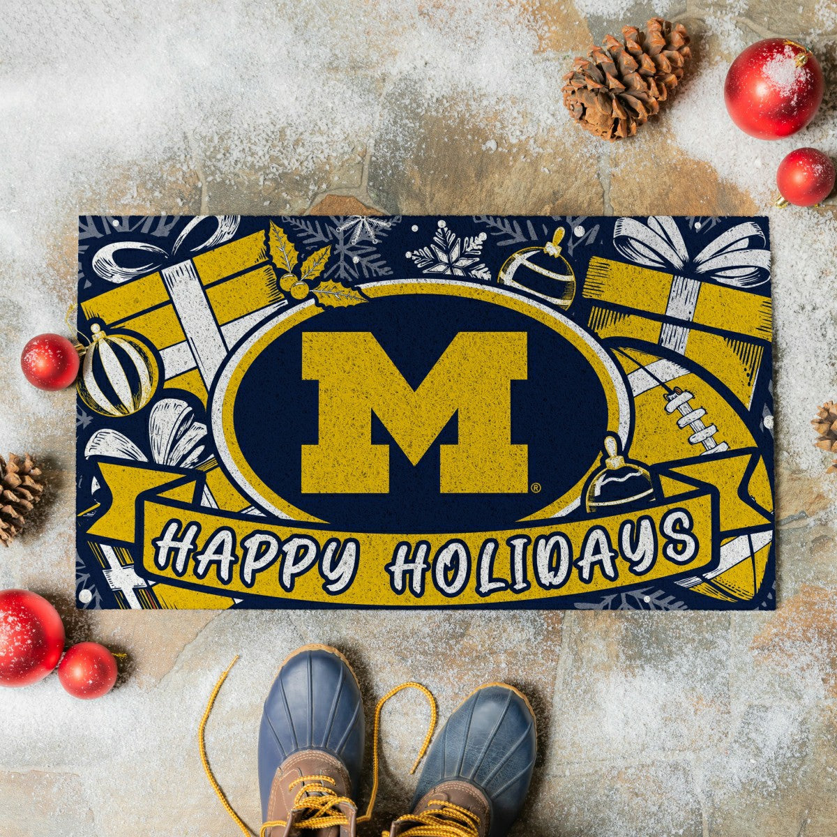 University Of Michigan Holiday PVC Mat, 28"x16"