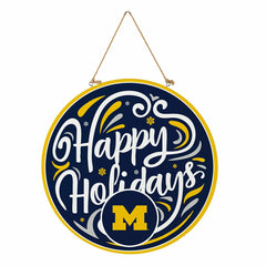 University Of Michigan Holiday Round Door Décor with Hanging Rope, 18x