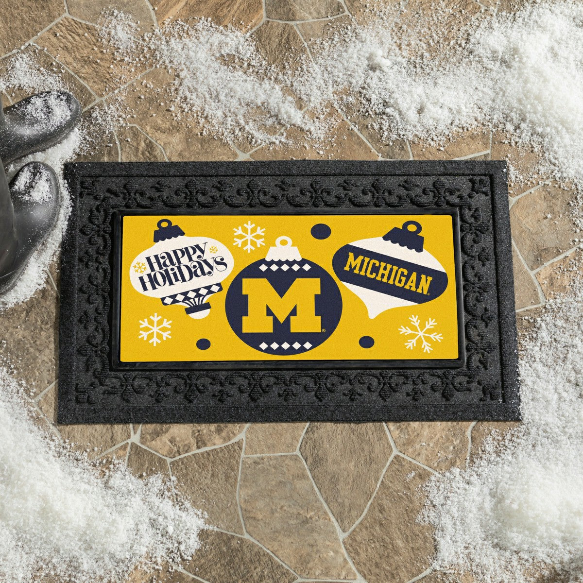 University Of Michigan Holiday Flocked Coir Sassafras Switch Mat, 22"x