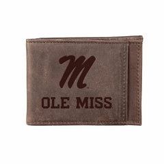 Front Pocket Wallet w/ RFID Blocking, University of Mississippi, Brown
