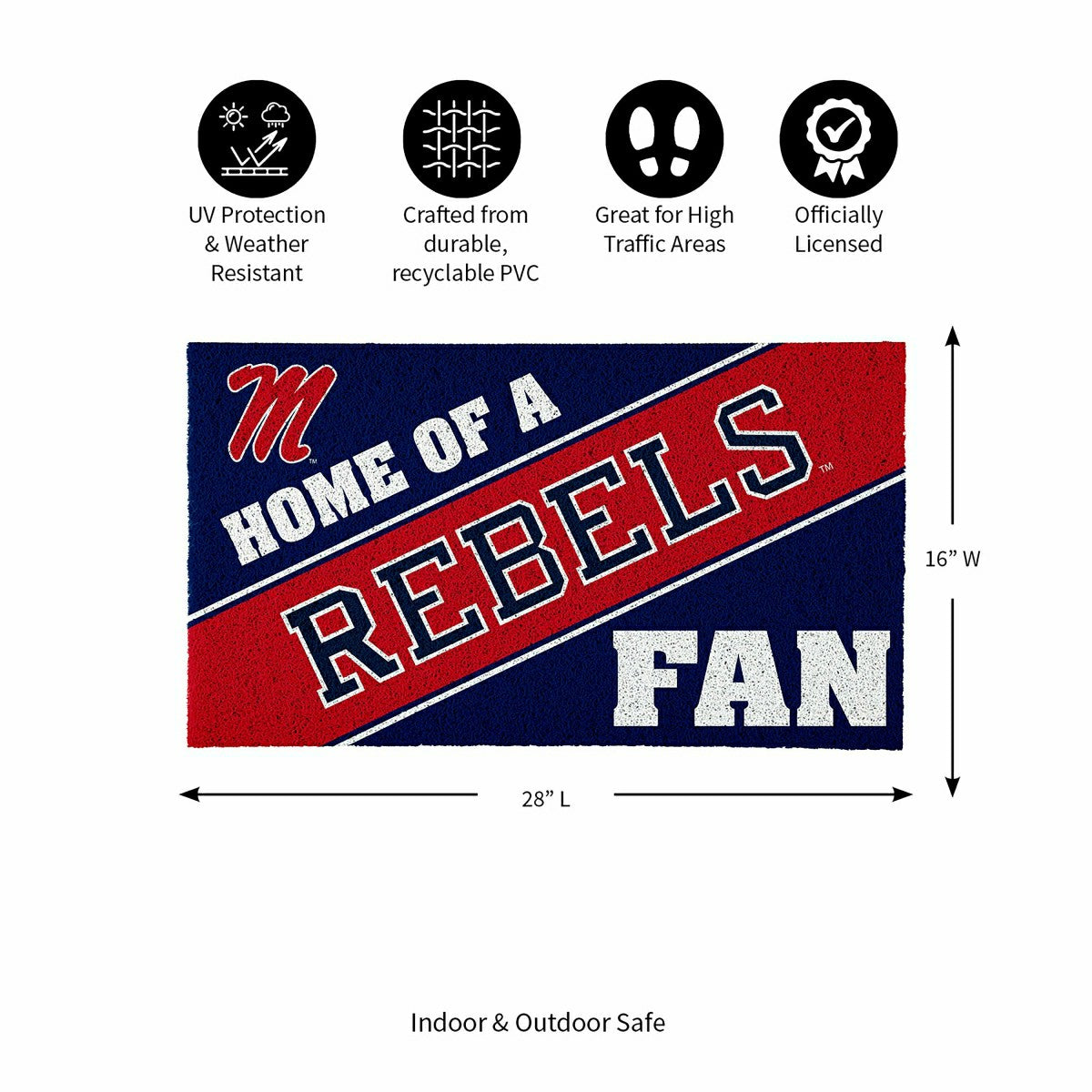 University of Mississippi, PVC Mat COLOR, Home of a Fan