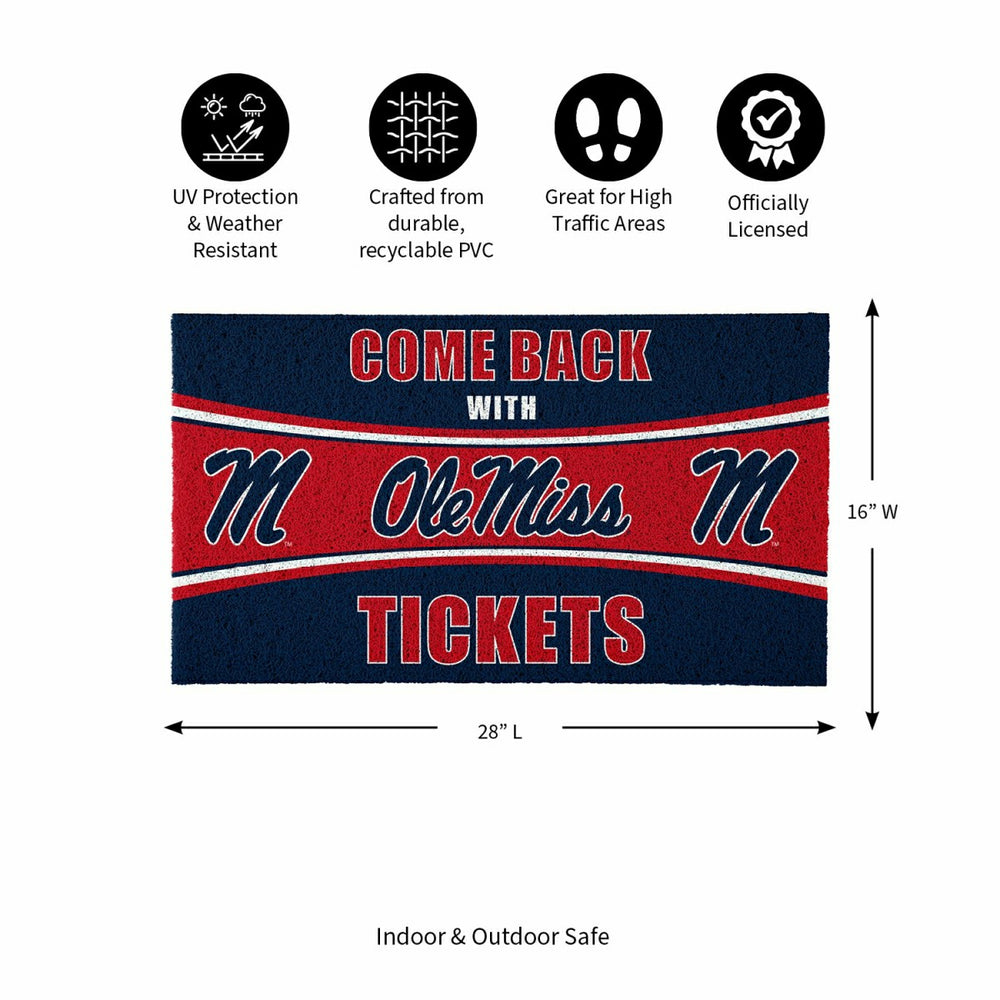 28" x 16" PVC Trapper Mat, Come Back with Tickets, University of Missi