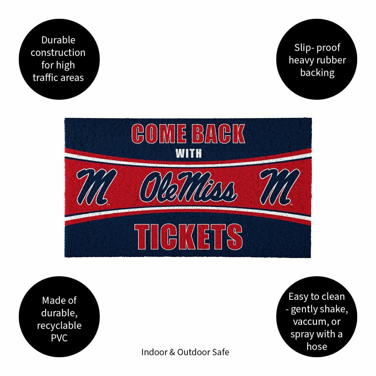 28" x 16" PVC Trapper Mat, Come Back with Tickets, University of Missi