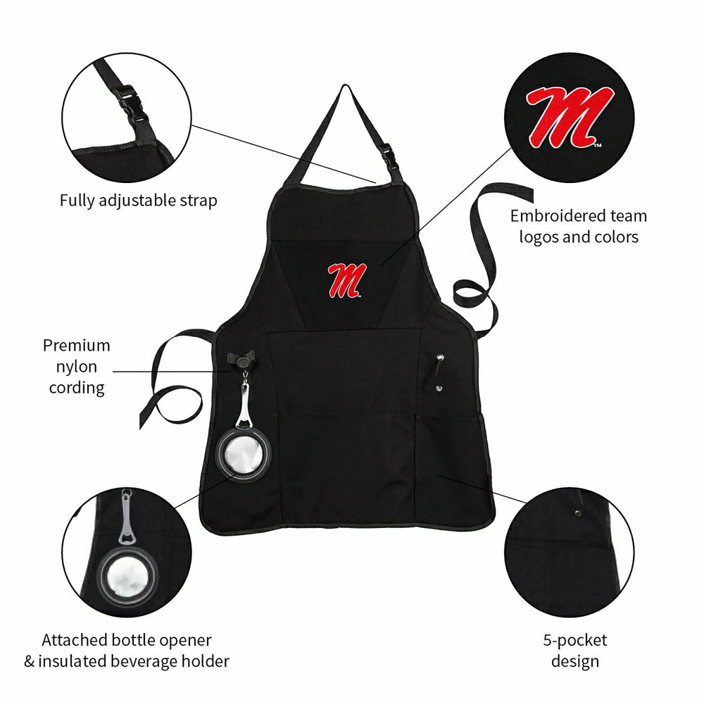 Grill Apron, Black, University of Mississippi