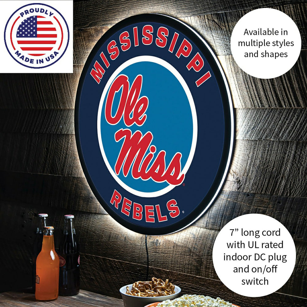 LED Wall Decor, Round, University of Mississippi