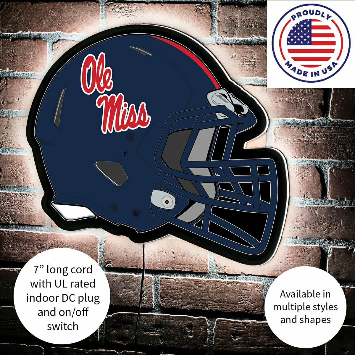 LED Wall Decor, Helmet, University of Mississippi