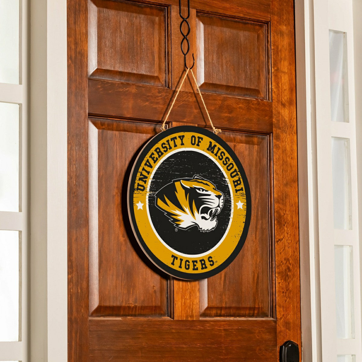 University of Missouri Round Door Décor with Hanging Rope, 18x18