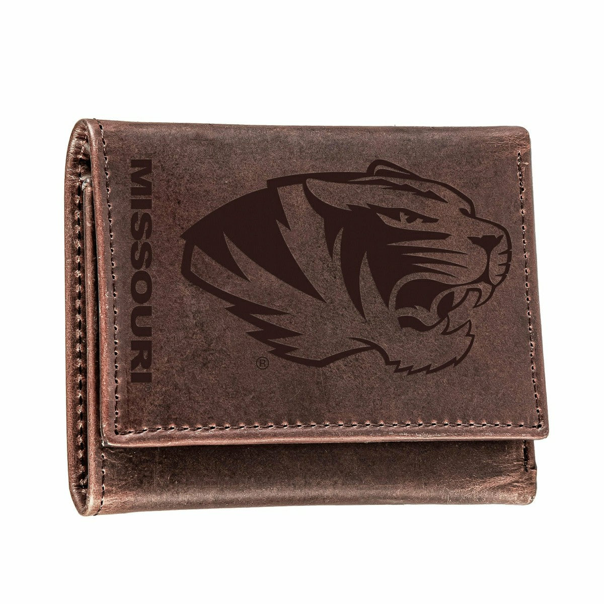 University of Missouri, Tri-Fold Wallet, Brown, CH, 100% Genuine Leath