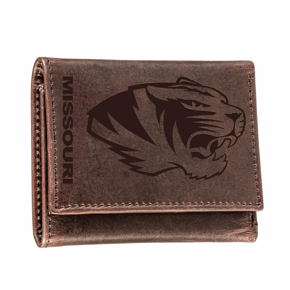 University of Missouri, Tri-Fold Wallet, Brown, CH, 100% Genuine Leath