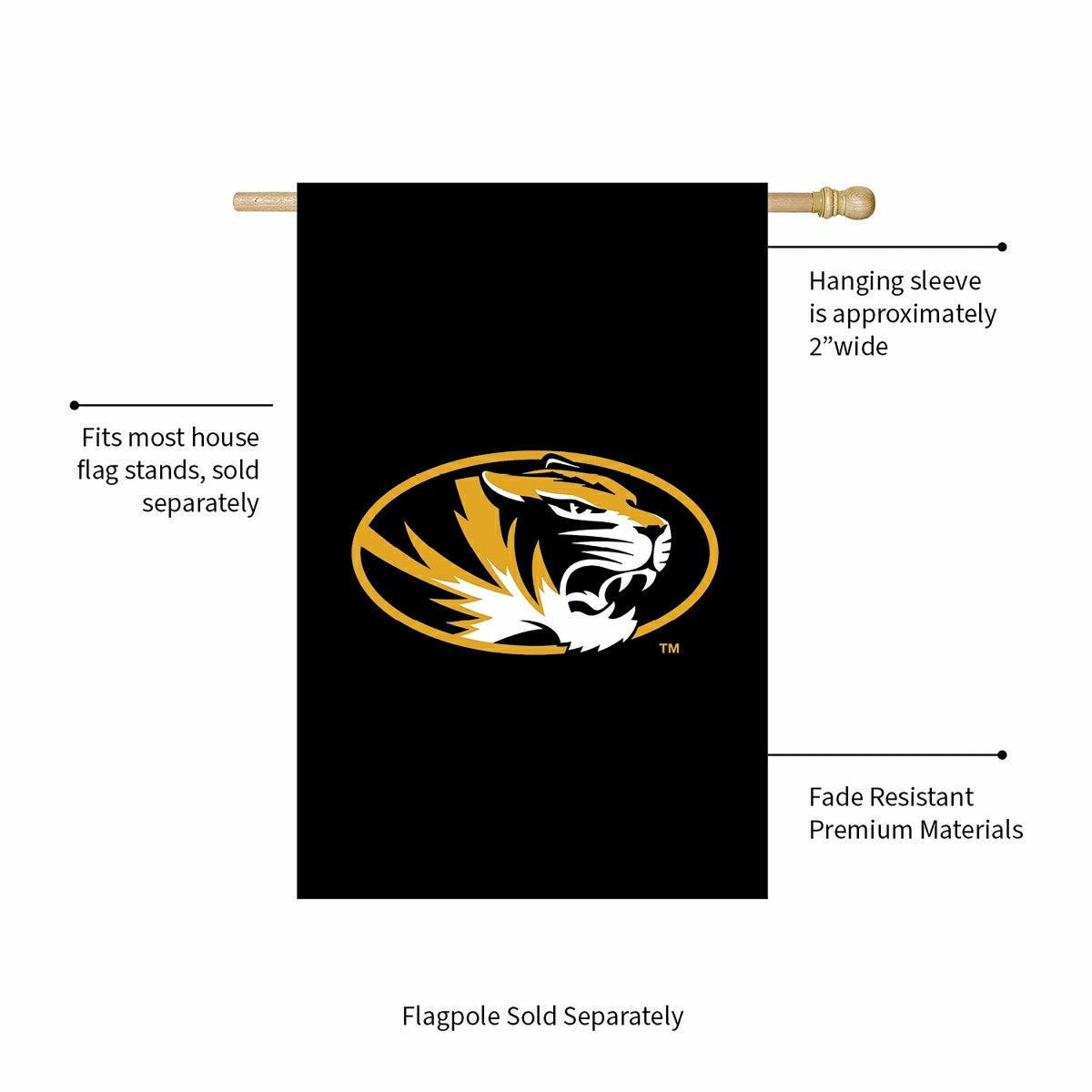 University of Missouri Applique House Flag
