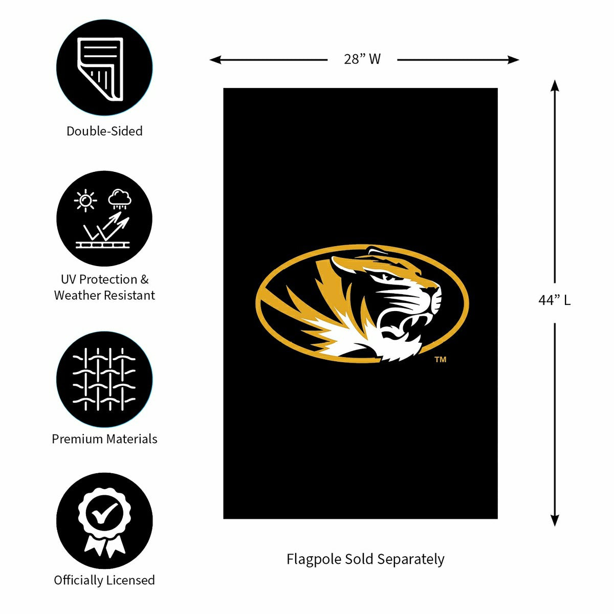 University of Missouri Applique House Flag