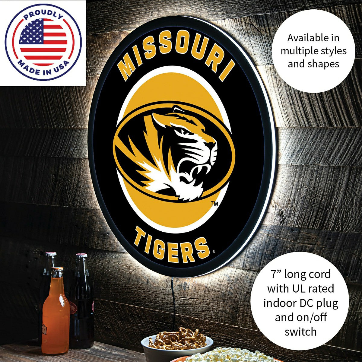 LED Wall Decor, Round, University of Missouri