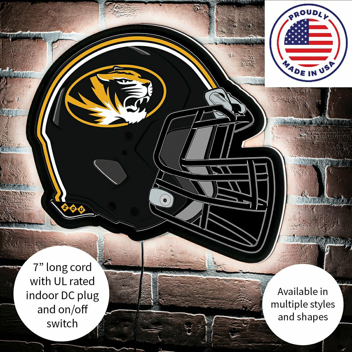 LED Wall Decor, Helmet, University of Missouri