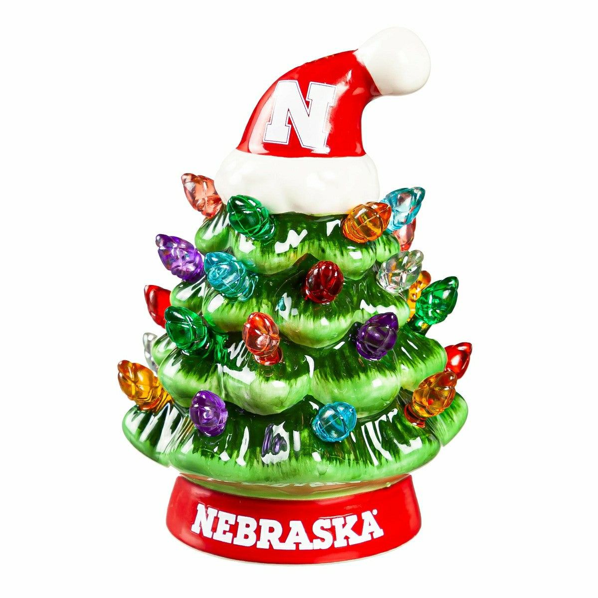 4" Mini LED Tabletop Christmas Tree, Set of 2, University of Nebraska
